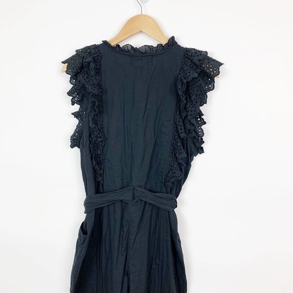Apiece Apart Women's Limon Eyelet Ruffle Black Jumpsuit 10 - Picture 7 of 9